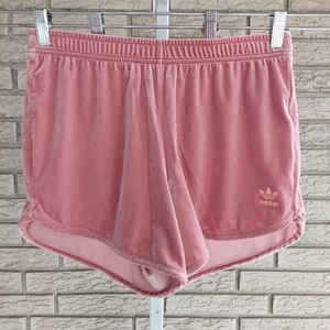 Adidas Coral Salmon Pink Velvet Velour Athletic Shorts Small GUC